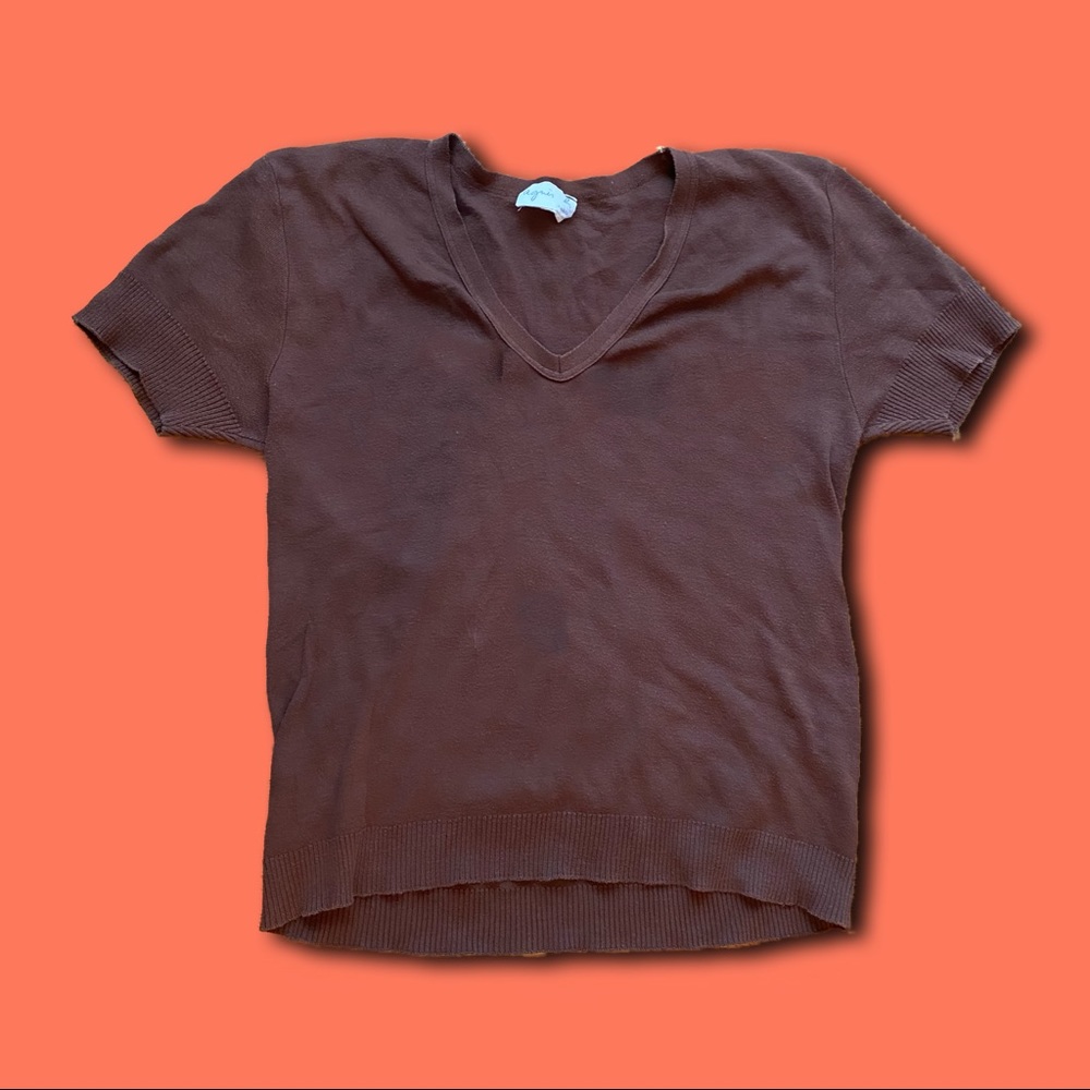 vintage brown short sleeved sweater